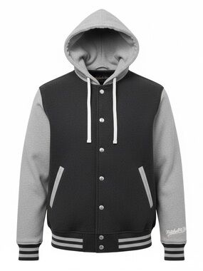 Mitchell & Ness Gray and Black Varsity Jacket